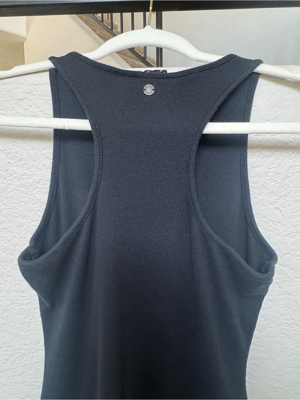 Roxy Black Ribbed Racerback Henley Midi Dress Side Slit XS - Picture 5 of 11